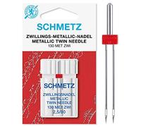 SCHMETZ | Gemello Metallic | 2.5/80 | 1 Ago per macchina da cucire | 130/705 H-MET ZWI 2.5 | per tutte le comuni macchine per cucire domestiche con punto zig-zag