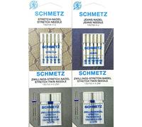 Schmetz - Set di aghi Stretch / Stretch Twin / Jeans / Sistema 130/705 H per macchina da cucire, 12 aghi