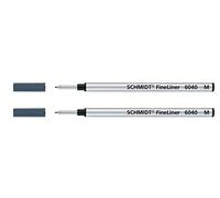 Schmidt - 2 ricariche per penna a sfera in fibra blu, misura media, adatte per penna rollerball
