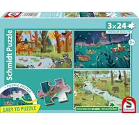 Schmidt 56581 Animali di Foresta e Prato, 3x24 pezzi Puzzle per bambini