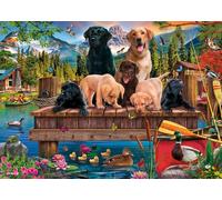 Schmidt Puzzle – Una famiglia di cani al lago – 1000 pezzi – Multicolore