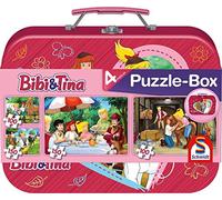 Schmidt - Bibi & Tina Puzzle Box, Valigetta di Metallo, 2 x 100 Pezzi/2 x 150 Pe