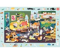 Schmidt- Gatto Spiele 56533 Funny Cat Crowding, Puzzle per Bambini da 150 Pezzi in Cartone Erba, Multicolore