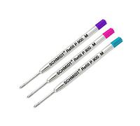 Schmidt P900 M Parker Style - Confezione da 3 ricariche per penna a sfera, punta media, colore: Viola/Magenta/Turchese