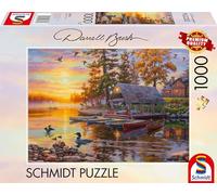 Schmidt- Paesaggio Spiele 58532 Darrel Bush, casetta delle Barche con Canoe, Puzzle da 1000 Pezzi, Multicolore