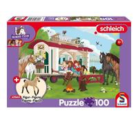 schmidt Puzzle Schleich Falò alla Carovana 100 pezzi + figura Schleich