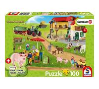 schmidt Puzzle Schleich fattoria con stalla 100 pezzi + figura Schleic