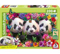 Schmidt Spiele 56578 Panda Trio, 200 pezzi puzzle per bambini in tavola di erba