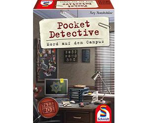 Schmidt Spiele 49377 Pocket Detective, omicidio nel campus, gioco di criminalità e dedectivo, gioco di famiglia