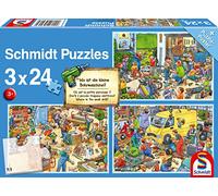 Schmidt Spiele 56417 Wo ist die kleine Bohrmaschine-3x24 Teile Kinderpuzzle, Multicolore, normale