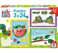 Schmidt Spiele Nimmersatt Piccolo Bruco Molto Affamato e Farfalla 3 x 24 Pezzi Puzzle per Bambini, Colore Colorato, 56430