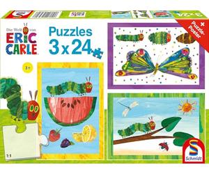 Schmidt Spiele 56430 Piccolo Bruco Molto Affamato Cocoon e Farfalla 3 x 24 Pezzi Puzzle Bambini Colorato