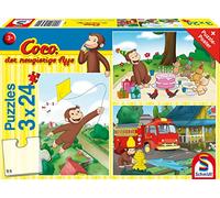 Schmidt Spiele 56432 Coco Le Scimmie Curieux Divertente, 3 x 24 Pezzi Puzzle per Bambini Colorato