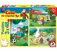 Schmidt Spiele- Coco la Scimmia curiosa, Il Mio Amico, 3 x 48 Pezzi Puzzle per Bambini, Cartone, Multicolore, 56433