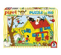 Schmidt Spiele 56448 Calzelunghe, Pippi e la Villa Kunterbunt, puzzle per bambini da 150 pezzi
