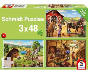 Schmidt Spiele 56519-Puzzle per bambini, motivo: i miei cavalli preferiti, 3 x 48 pezzi, Multicolore, 56519