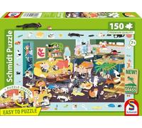 Schmidt Spiele 56533 Funny Cat Crowding, puzzle per bambini da 150 pezzi in cartone erba, Multicolore