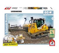 Schmidt Spiele 56549 Liebherr, bulldozer PR736, puzzle per bambini in cartone erboso, 60 pezzi, Multicolore