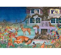 Schmidt Spiele 56575 Visita notturna agli animali, puzzle per bambini da 100 pezzi in cartone d'erba