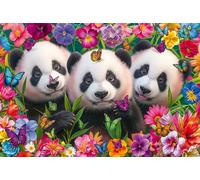 Schmidt Spiele 56578 Panda Trio, 200 pezzi puzzle per bambini in tavola di erba
