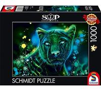 Schmidt - Puzzle Sheena Pike: Pantera Verde Blu Neon - 1000 Pezzi
