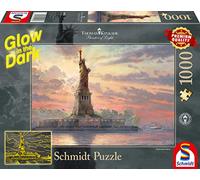 Schmidt Spiele Thomas Kinkade, Statua della Libertà al crepuscolo, Glow in the Dark, puzzle da 1000 pezzi, Multicolore, 59498