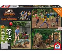 Schmidt Spiele Jurassic World 56434 - Puzzle per bambini Adventure su Isla Nublar, 3 x 48 pezzi, multicolore