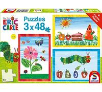 Schmidt Spiele Mondo del Piccolo Bruco Nimmersatt, Puzzle per Bambini, 3 x 48 Pezzi, Multicolore, 56431