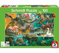Schmidt Spiele- Puzzle da 100 Pezzi per Bambini con Famiglie di Animali sulla Riva, Multicolore, 56306