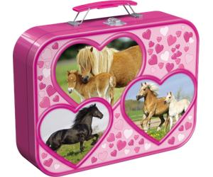 Schmidt Spiele Puzzle-Box in Scatola di Metallo - Cavalli, 2 x 26, 2 x 48 Pezzi - 1 pz.