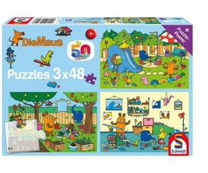 Schmidt Spiele Puzzle - Die Maus - Un Giorno con Die Maus, 3 x 48 Pezzi - 1 pz.