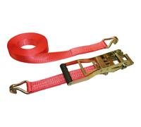 Kerbl 37173 long-lever cricchetto di tensionamento cinghia 2 pezzi (meccanismo di chiusura e gancio), 8 m/50 mm ergonomico 2500/5000 kg, colore: rosso