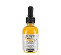 Schmincke - AKADEMIE® Acryl colour INK, giallo cromo, flaconcino 50 ml, 23 225 024, colore acrilico liquido, inchiostro acrilico pigmentato per pittura, scrittura, aerografia