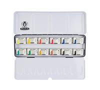 Schmincke - AKADEMIE® Aquarell scatola in metallo, assortimento base 12 x 1/1 godet, 75 312 097, colori altamente resistenti alla luce, acquarelli fini per artisti