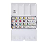 Schmincke - AKADEMIE® Aquarell Scatola in Metallo, assortimento Completo 24 x 1/1 Godet, 75 425 097, Colori Altamente Resistenti alla Luce, acquarelli Fini per artisti
