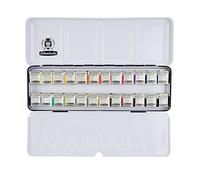 Schmincke - AKADEMIE® Aquarell scatola in metallo, assortimento completo 24 x 1/2 godet, 75 424 097, colori altamente resistenti alla luce, acquarelli fini per artisti