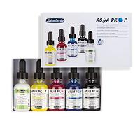 Schmincke- AQUA DROP acquarelli liquidi finissimi, 5 colori primari da 30 ml, in un set di cartone + bianco opaco, 78005097, set per pittura ad acquarello, calligrafia, handlettering, aeorografia