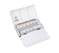 Schmincke HORADAM® AQUARELL 74654097 - Scatola di metallo compatta con 12 colori ad acquerello, set da colorare Basic Colours Set Cesc Farré, 10 x 1/2 ciotole, 1 x 1/1 ciotola
