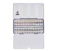 Schmincke - HORADAM® AQUARELL scatola di pittura con 48 acquarelli sopraffini, 74448097, scatola di metallo nero, set di pittura, acquarelli sopraffini, 48 x 1/2 godet