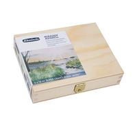 Schmincke - HORADAM® AQUARELL, Set supergranulazione Auen, 5 tubi da 15 ml, 74 867 097, scatola di legno, tinte a granulazione molto forte, acquerelli finissimi e supergranulanti