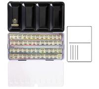 Schmincke Horadam - Set di 48 acquerelli a mezza vaschetta, in alluminio, selezione generale + 2 cartoline ad acquerello, prodotto in Germania