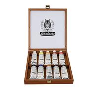 Schmincke - MUSSINI® colori ad olio e resina sopraffini, set 10 x 35 ml, 70 010 097, cassetta di legno tinta noce, colori ad olio e resina basati su ricette di vecchi maestri