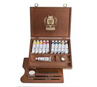 Schmincke - Norma® Colori sopraffini ad Olio Premium Scatola di Legno, Set Pittura ad Olio 11 x 35 ml, 71 310 097, Accessori: spatola, carboncino, 2 pennelli Davinci.