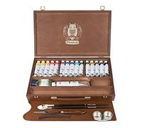Schmincke - Norma® colori sopraffini ad olio Premium, scatola di legno, set pittura ad olio 15 x 35 ml, 71 115 097, accessori: bianco 120 ml, 2 pennelli daVinci ecc.