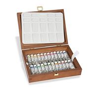 Schmincke - Scatola di colori HORADAM® AQUARELL, 24 tubetti da 5 ml, tavolozza di porcellana, 74224097, confezione di legno, set di pittura di alta qualità, acquarelli sopraffini