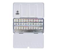 Schmincke - Scatola di metallo HORADAM® AQUARELL con 18 acquarelli sopraffini, 74318097, set di pittura, 18 x 1/1 godet, spazio per ulteriori 6 x 1/1 godet interi o 12 x 1/2 mezzi godet