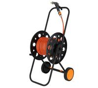 Schmith - Avvolgitubo - Carrello da Giardino con Tubo da 25m, Spruzzatore e Raccordi per Giardino e Prato, Carrello in Metallo con Guida per Tubo, Kit Completo per L'irrigazione