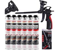 Schmith - Kit di 6 Schiume Poliuretaniche a Indurimento Rapido con Pistola a Valvola e Sistema PTFE per Montaggio, Sigillatura e Isolamento Acustico, Bassa Espansione - 6x750ml