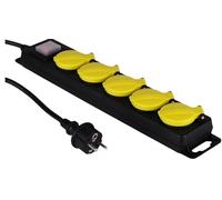 Schmith - Prolunga da officina - Cavo da cantiere, multipresa per uso interno ed esterno, multipresa con protezione IP44 - 5 Prese con messa a terra - lunghezza del cavo 3m