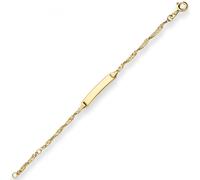 Schmuck Krone Bracciale Identità Catena Singapur Oro 585 Giallo 14cm Nuovo